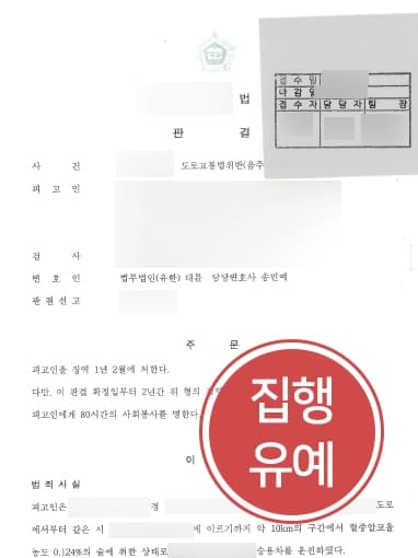 [음주운전구제 성공사례] 음주운전법무법인의 조력을 구한 의뢰인, 집행유예 판결로 처벌 방어하다